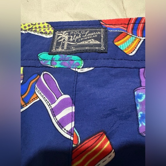 Polo Ralph Lauren size 40 blue fun print swim shorts lined colorful - Picture 4 of 13